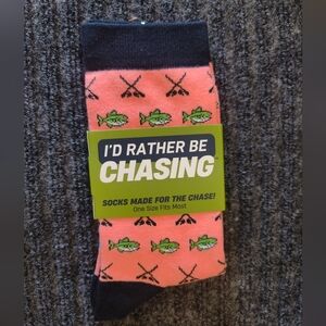 I'D RATHER BE CHASING". Fishing Socks